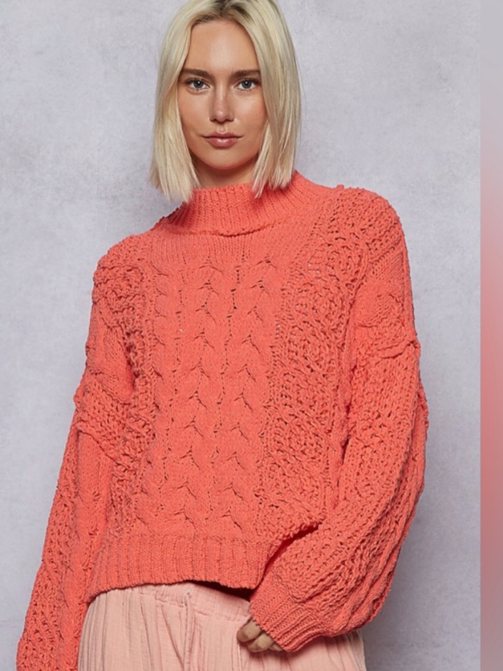 POL Coral Cable Knit Sweater